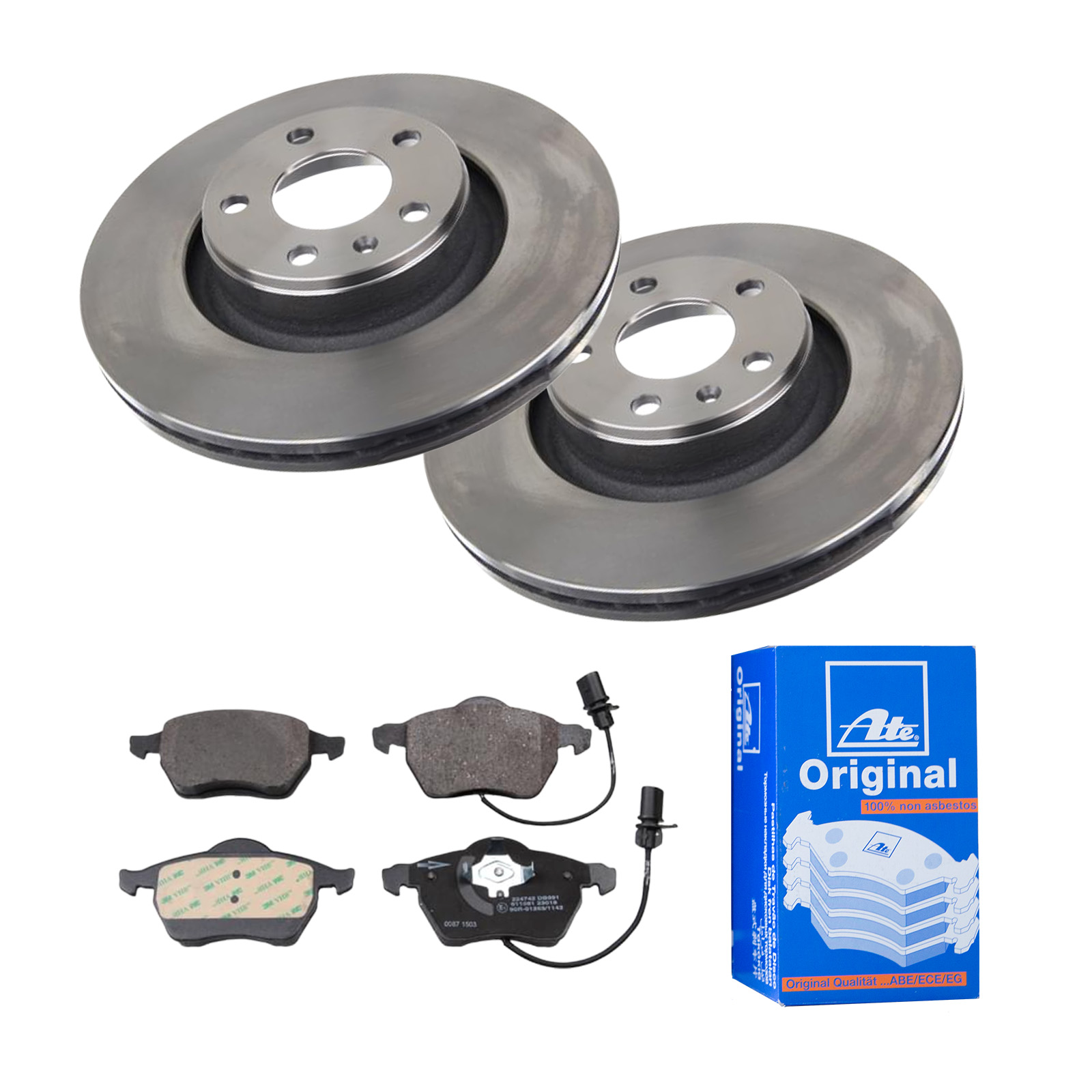 ATE2 Bremsscheiben Belüftet 300 mm Bremsbeläge Vorne u.a für Ford Volvo