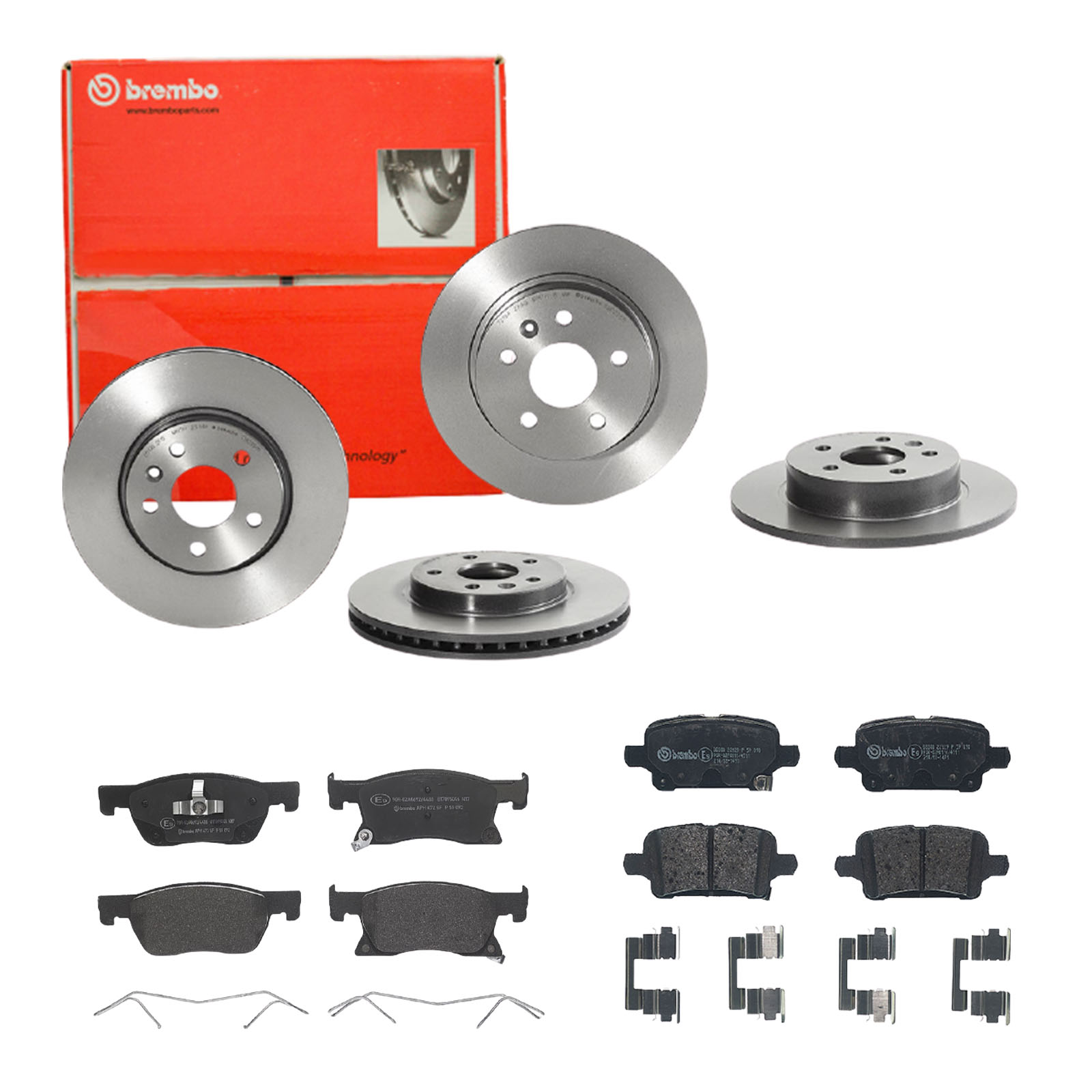 Brembo Bremsscheiben Coated + Bremsbeläge Vorne + Hinten Opel Astra K